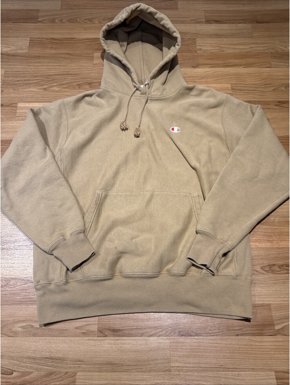 Vintage Y2K Champion Reverse Weave Hoodie Men’s Large Khaki Brown Pullover
